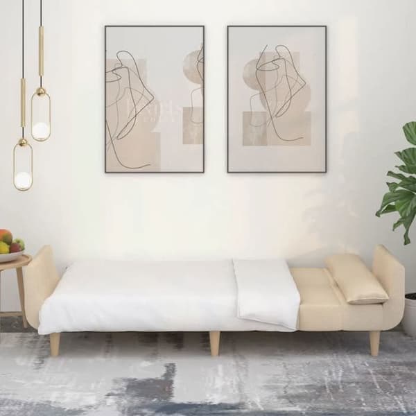 Soffa-säng - VIDAXL - 2 Platser - Grädde - Tyg - Konvertibel