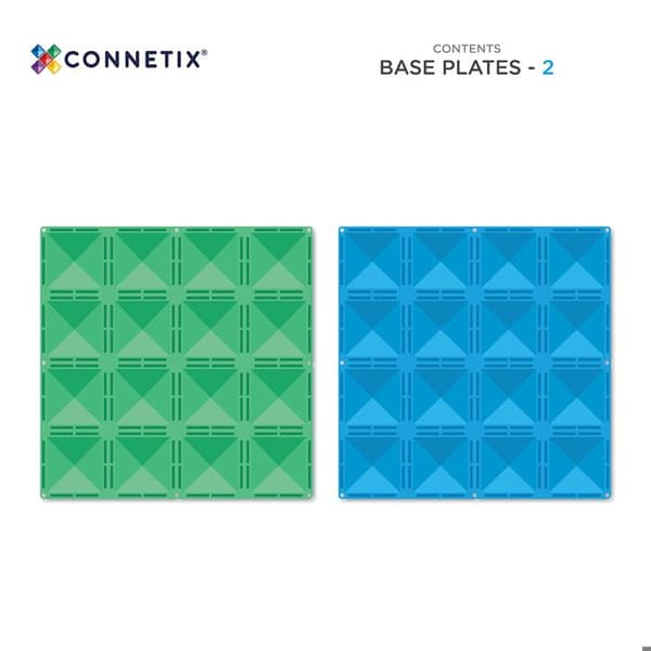 CONNETIX Byggplattor Magnetiska Regnbåge Blå och Grön Paket med Basplattor, 2 Stycken