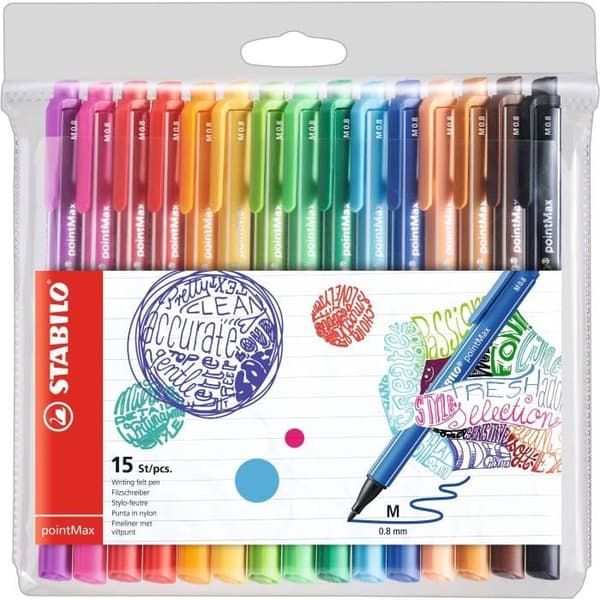 STABILO Pochette x 15 tuschpennor pointMax