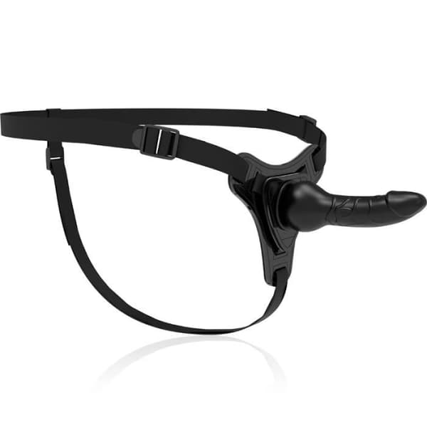 FETISCH UNDERDANIG SILIKON STRAP-ON SVART 16CM REALISTISK