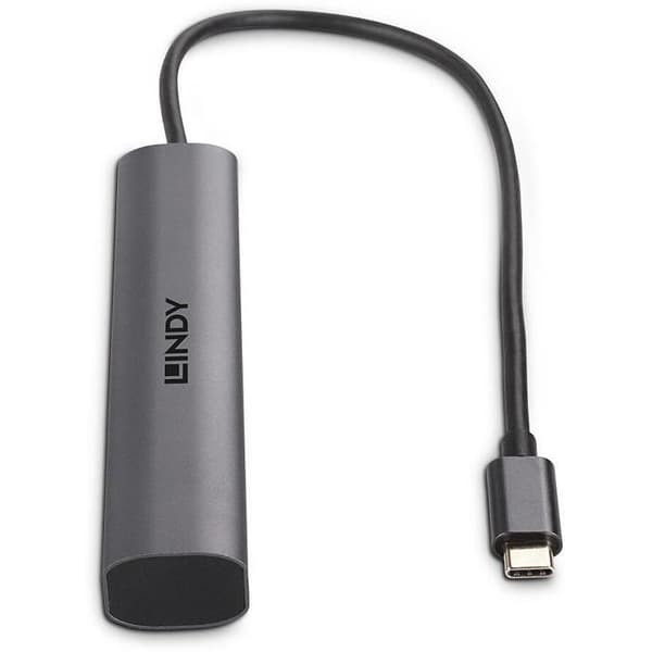 USB-hub - Lindy - 3.2 Gen 2 Typ C - 3 portar - Ethernet Gigabit - 10Gbit/s