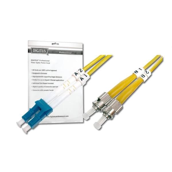 Duplex Fiber Optic Cable - DIGITUS - 9/125 OS1 ST LC - Gul - 2 m