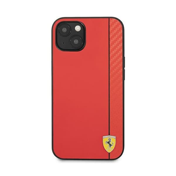 Coque - FERRARI - iPhone 13 mini - On Track Carbon Stripe - Röd - Hård polykarbonat