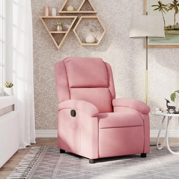 vidaXL Recliner Stol Rosa Sammet 371801