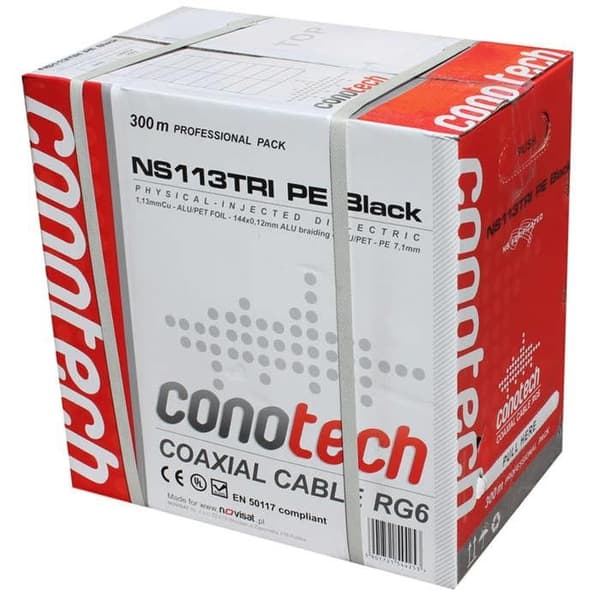 Svart kabel Conotech NS-113 Trishield PE per meter