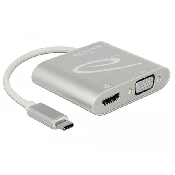 Videoadapter - DELOCK - 87705 - USB-C (DisplayPort Alt Mode) - HDMI + VGA - 3840x2160 30Hz