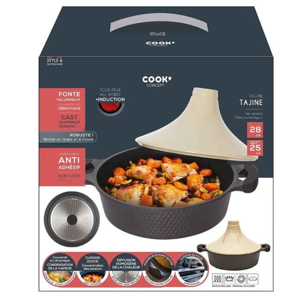 Tajineform - Cook Concept - Induktion - Svart och Beige