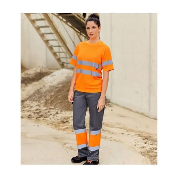 Arbetsbyxor med hög synlighet Velilla - grå/fluo orange
