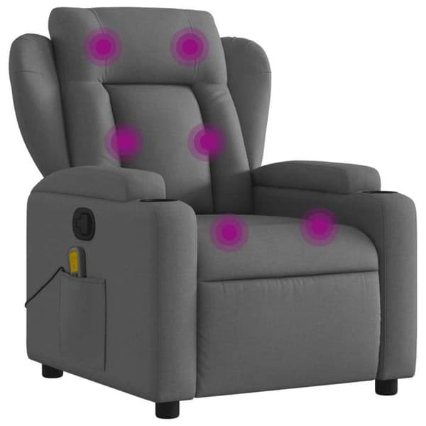 vidaXL Liggande massagestol Mörkgrå tyg 372416
