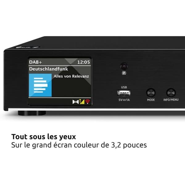 TechniSat DIGITRADIO 143 (V3) – Tuner HiFi DAB+ / FM / Internet, Bluetooth, Spotify Connect, 43,5 cm, svart