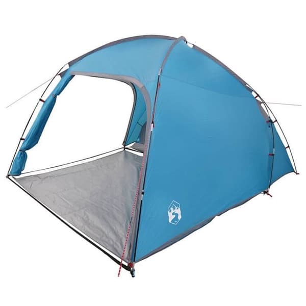 VIDAXL Blått campingtält 370×230×185 cm – polyester, ram av glasfiber