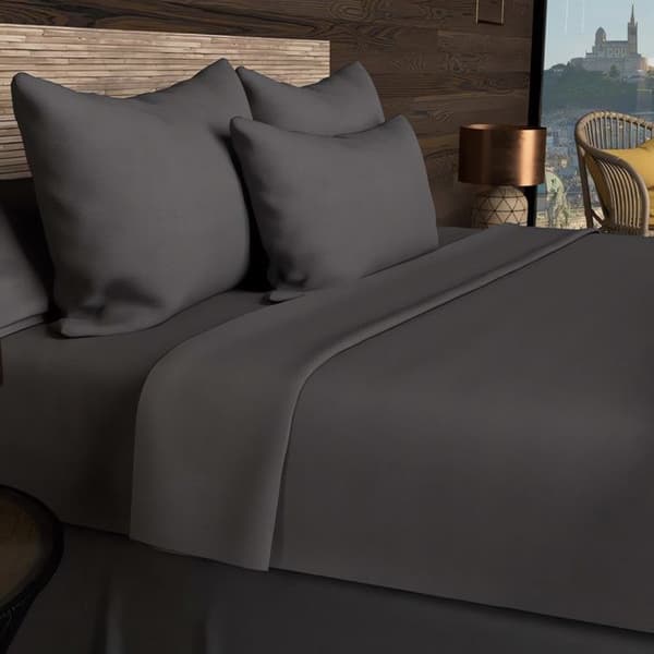 Drap housse 160x200 cm i bomull 57 Trådar SOLEIL D'OCRE anthracite