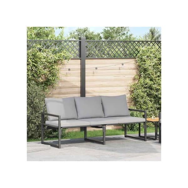 Modern trädgårdsoffan - vidaXL - Ljusgrå - 180x72,5x71 cm - Polyester - Pulverlackerad stål