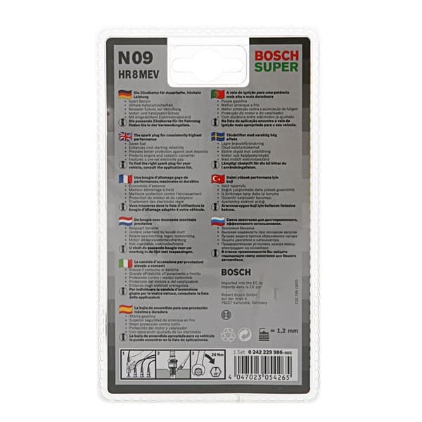 BOSCH Tändstift nr 9 HR8MEV x4