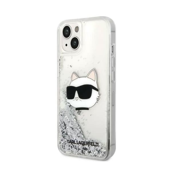 KARL LAGERFELD Coque Liquid Glitter NFT Choupette Head för iPhone 14 Plus - Silver