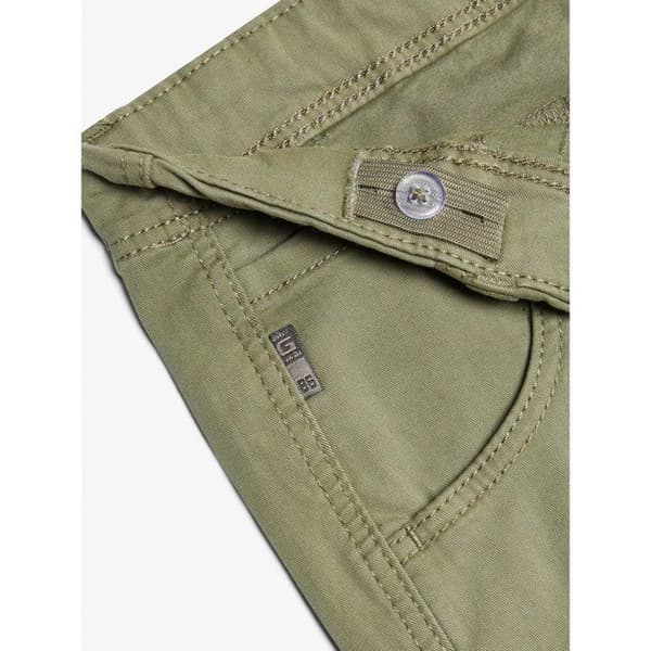 Barns kaki cargo byxor NAME IT Bamgo – 3 fickor + lårfickor, elastiska anklar, 98% bomull