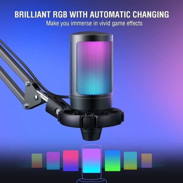 Kondensatormikrofon - FIFINE - USB Mikrofon Gaming kit - USB - RGB - Stötdämpande