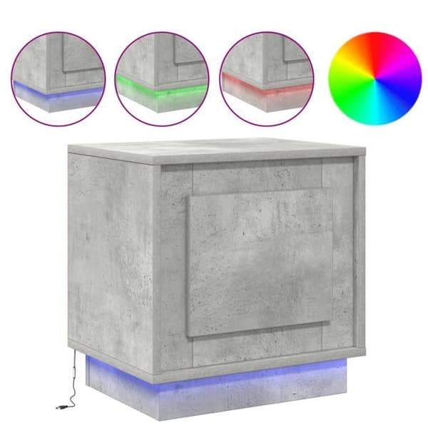 Sängbord - 2 st - Betonggrå - 1 låda - Moderna design - LED