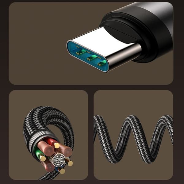 USB-C-kabel med böj 60 W 1,2 m - Svart
