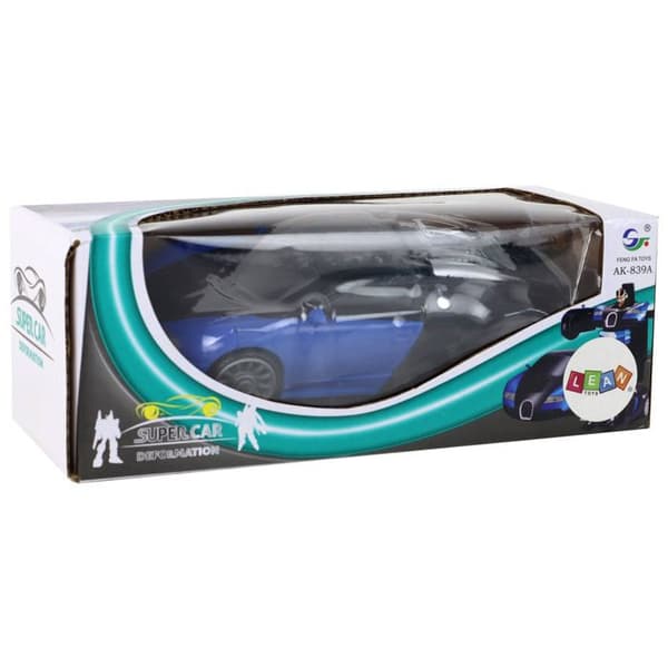 Blå Bugatti 2-i-1 Robotbil med Ljus Effekter