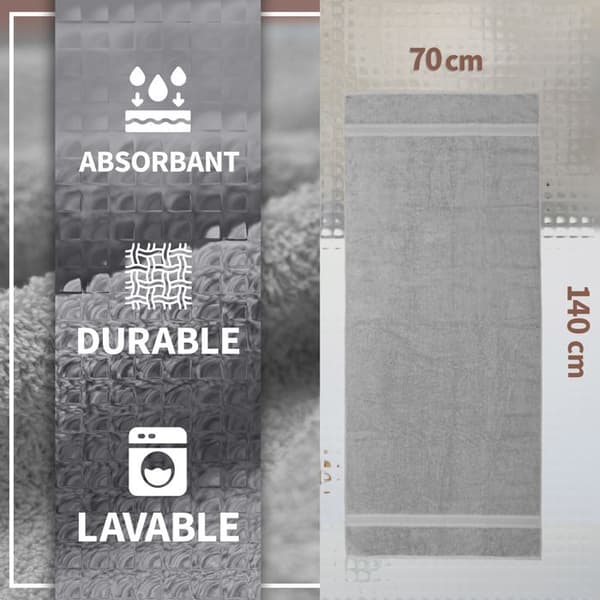 Frottéhanddukar 2-pack 70x140cm, 100% bomull, silvergrå