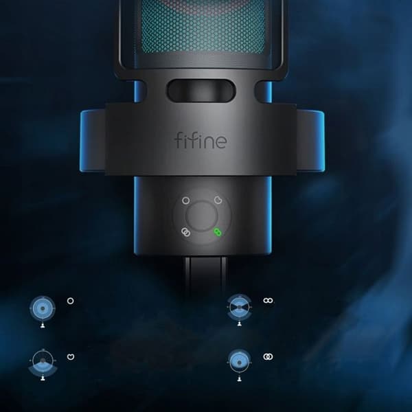 Mikrofon PC Fifine Kondensatormikrofon Studio Plug-Play A8 PLUS RGB för videospel