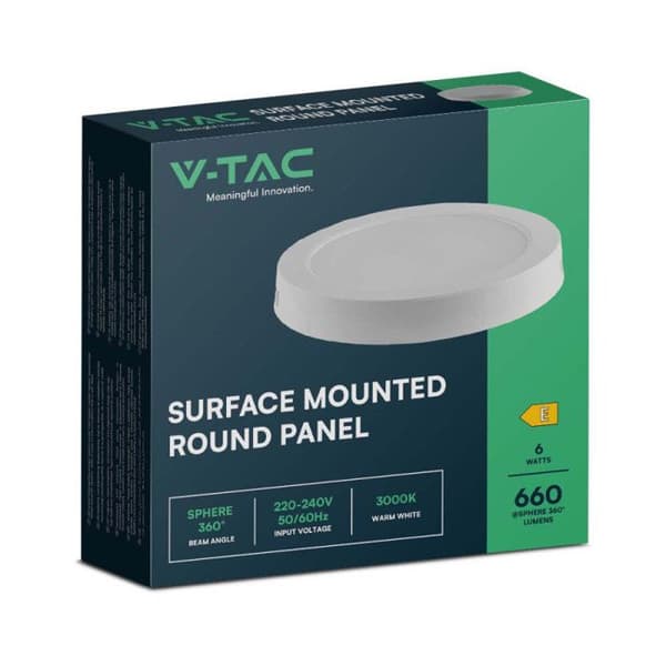 Ytmonterad LED-panel - V-TAC - VT-60006-RD - 6W - 4000K - 660 lm