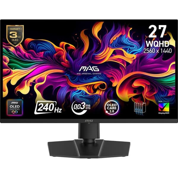 Spel-PC-skärm - MSI - 27'' - QHD - 240Hz - OLED-panel - 0,03 ms - Oled