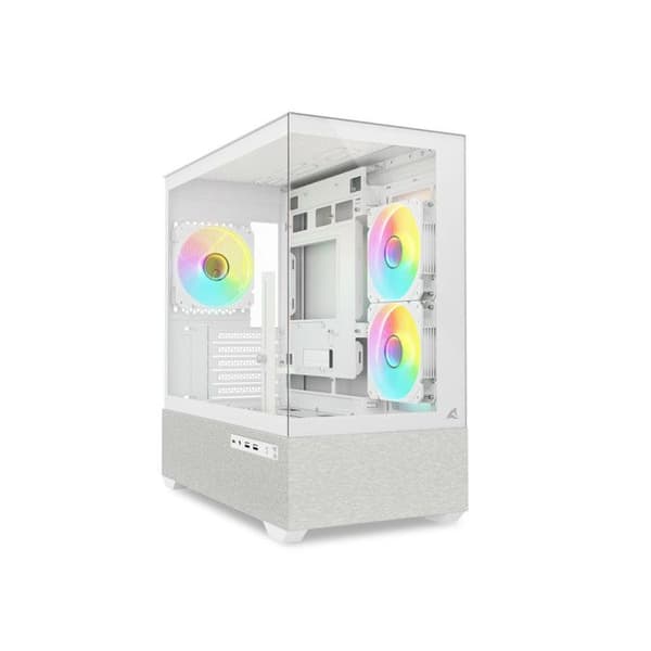 Sharkoon MK7 ARGB Mini Tower Vit Chassi PC Micro-ATX Tempererat Glas