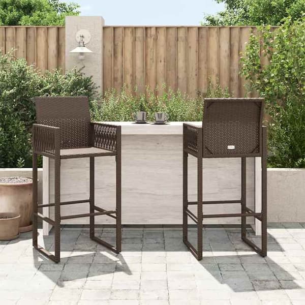 vidaXL Barstolar för trädgård set om 2 brun flätad resin 368703