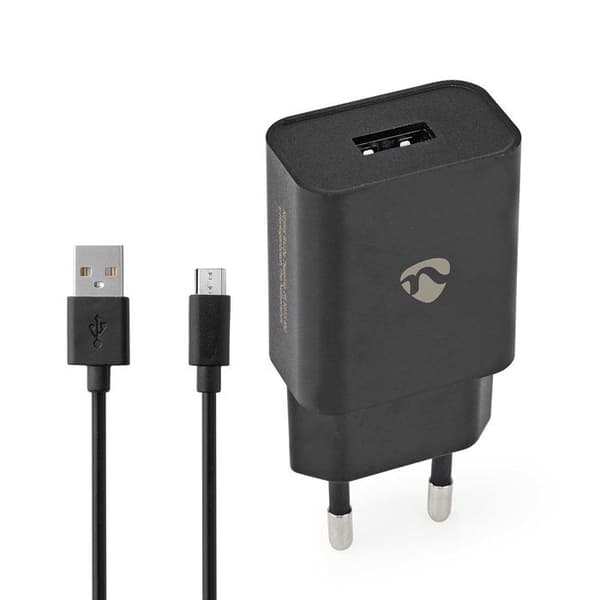 Väggladdare - NEDIS - WCHAM105ABK - USB-A - Micro USB - 1.0 A