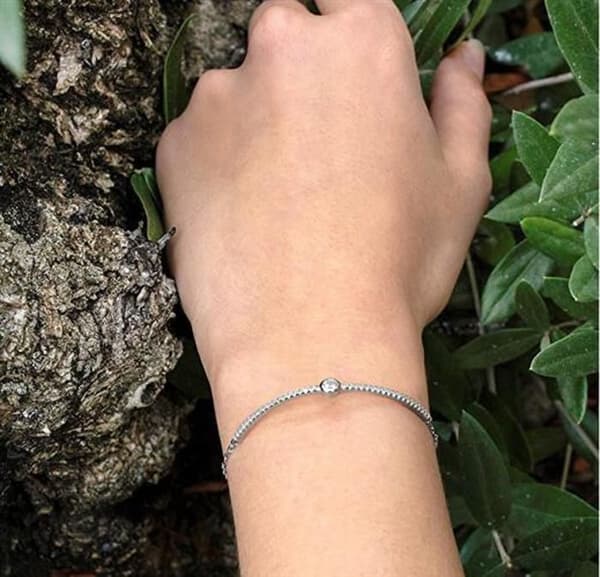 Armband - BENETO - AGB628/21 - Rodynerad silver - Kubisk zirkon - Längd 17 cm + 4 cm förlängning