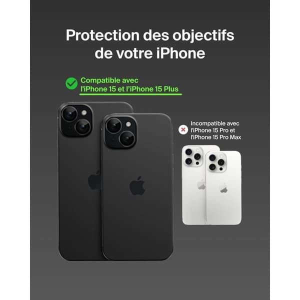 Skyddande objektiv - Belkin - ScreenForce - iPhone 15/15 Plus - Härdat glas - Packomslag av 2