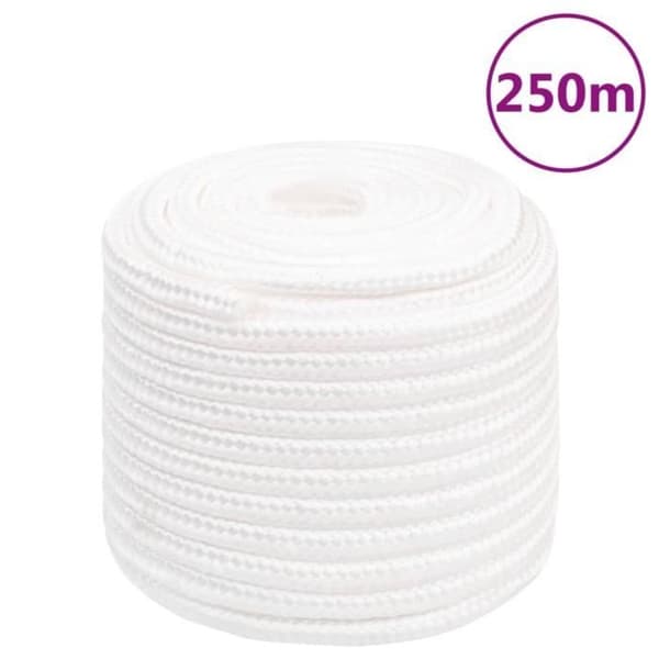 152575 vidaXL Båtrep Komplett Vit 16 mm 250 m Polypropen
