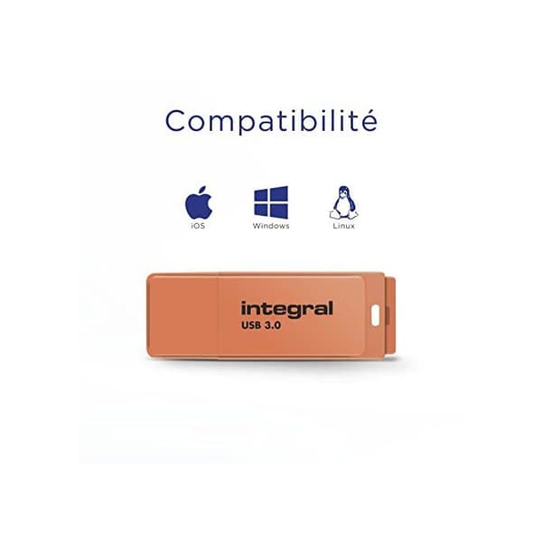 Inbyggt Neon USB-minne 128 GB USB 3.0 orange