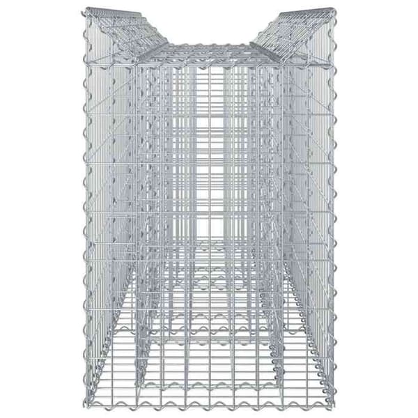 vidaXL Hög säng gabion Silver 42033304