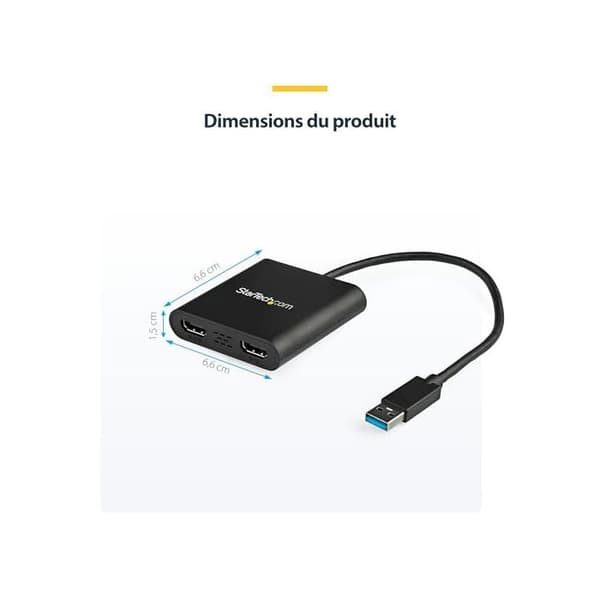 StarTech.com USB till Dual HDMI - 4K - USB till HDMI Adapter - Externt grafikkort - USB 3.0 till HDMI (USB32HD2)