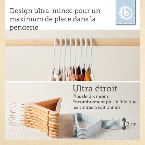 Cintres Barn - BIECO - Blå Is - 8-pack - Högkvalitativ plast - Längd 30 cm