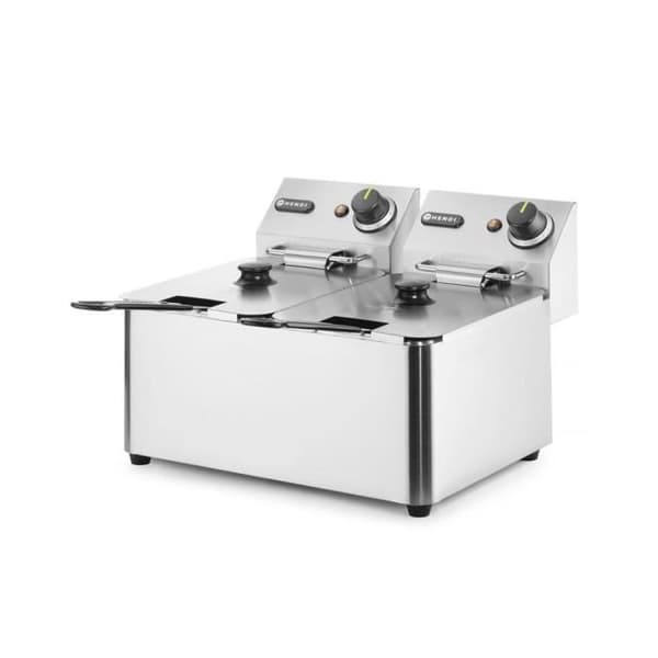 Fritös - HENDI - 6000W - Rostfritt Stål - 2x4L - Säkerhetstermostat
