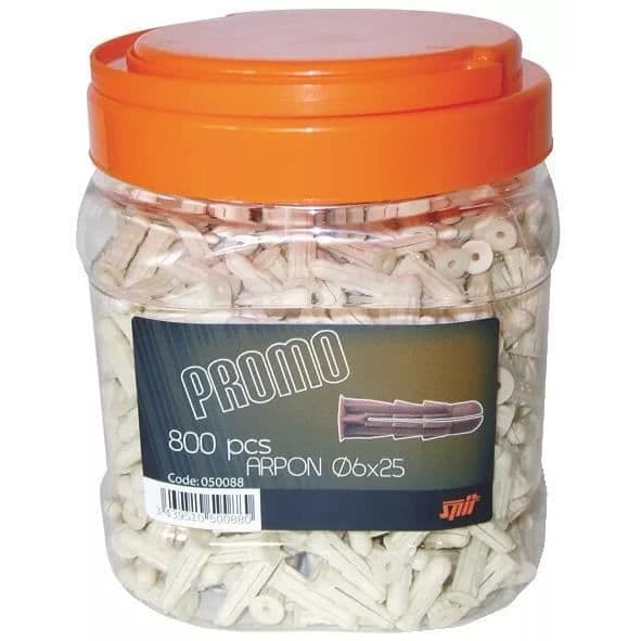 Skruvplugg multi-material - Ø 6 x 25 - Hink med 800 - SPIT - 060127