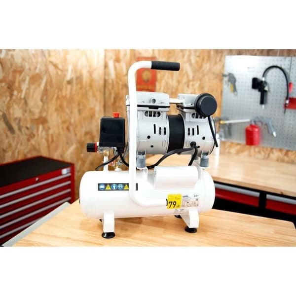 Tyst kompressor - MECAFER - 425513 - 6L - 0,5HP - Grå
