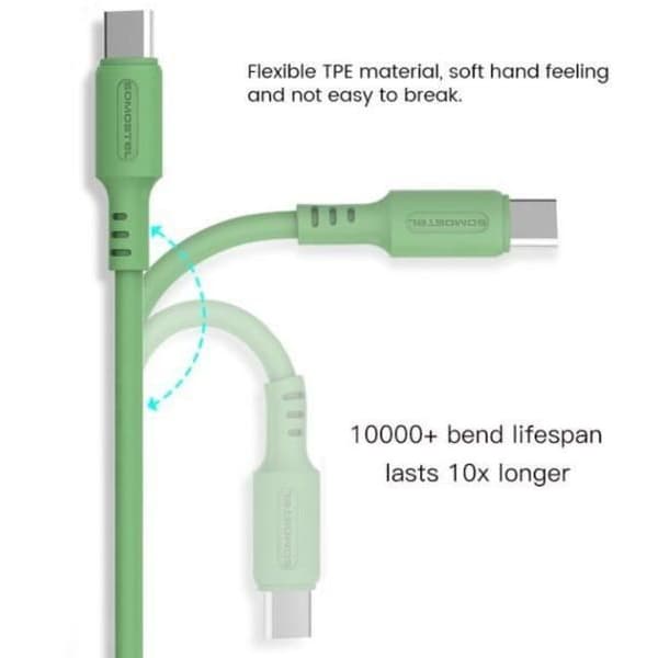 USB-kabel - SOMOSTEL SMS-BP06 - Micro-USB - 1,2 m - Snabbladdning 3A - Grön