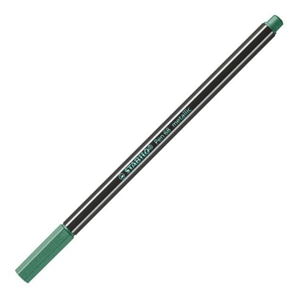 STABILO Pen 68 metallic - metallic grön - Box med 10 st