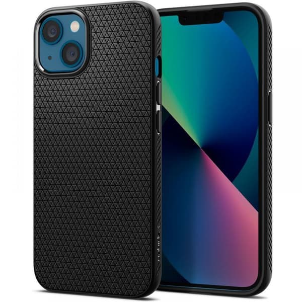 Fodral - Spigen - iPhone 13 Mini - Mjuk - Svart - Syntet - Matt