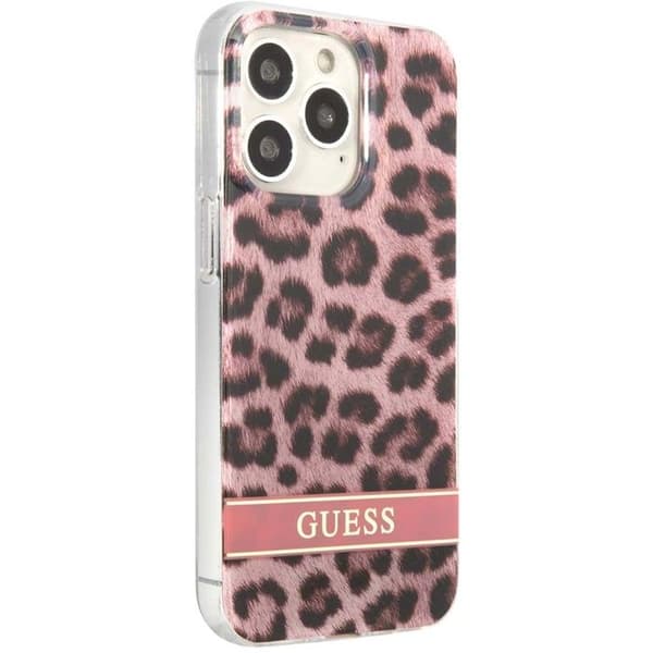 Guess Leopard Electro Stripe - Fodral för iPhone 13 Pro (Rosa) - 3666339047504