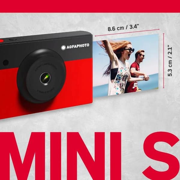 AGFAPHOTO Realipix Mini S - Intryck genom termisk sublimering - 10Mp - Bluetooth - 5,3 x 8,6 cm - Röd