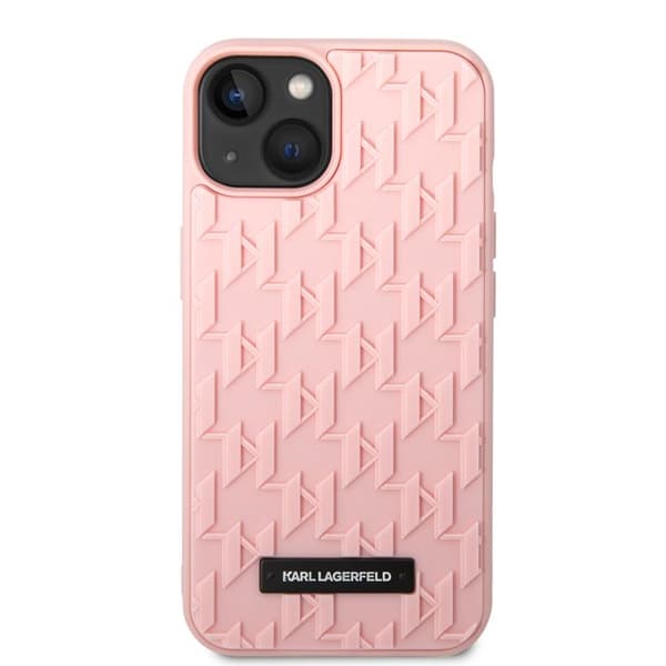 Karl Lagerfeld iPhone 14 Plus-fodral Monogram — Rosa / Vit