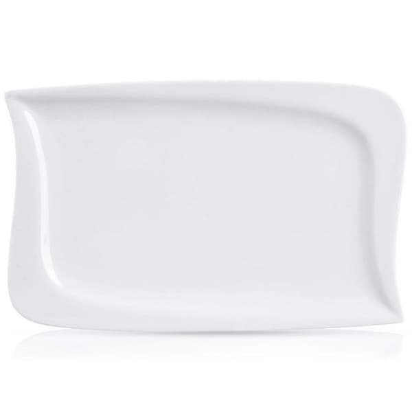 Serveringsfat i porslin - ORION - MONA - 28x18 cm - Vit - Rektangulär - Diskmaskinssäker