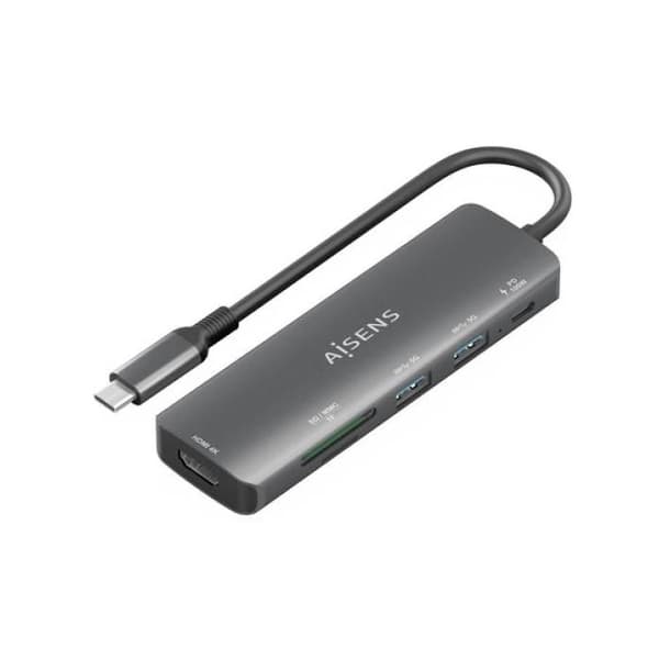 Docking USB Typ-C Aisens ASUC-5P011-GR- 1xHDMI- 2xUSB- 1xUSB Typ-C PD- 1xLector de Tarjetas- Gris