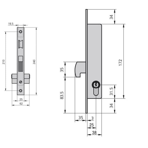 Serrure CVL 1990a25/5 metallisk snickeri